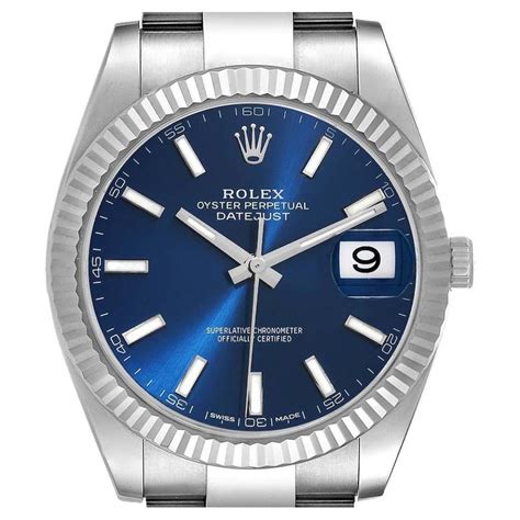 rolex datejust 41 stahl blaues zifferblatt|Rolex Datejust 41mm silver dial.